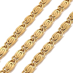 Золотой 304 из нержавеющей стали lumachina цепи, несварные, с катушкой, золотые, 8.5x3.8x1 мм, 10 м / рулон