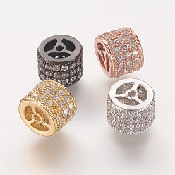 (52) Непрозрачная лаванда Латунные микро проложить кубического циркония бусы, колонка, разноцветные, 8x6 мм, отверстие : 1 мм