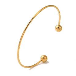 Настоящее золото 18K Ионное покрытие (ip) 304 браслеты-манжеты из нержавеющей стали с открытым креплением для женщин, реальный 18 k позолоченный, внутренний диаметр: 2-1/4x2-5/8 дюйм (5.8x6.8 см)