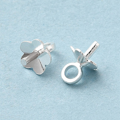 Посеребрённый Медные залоги, за половину пробурено бисера, без кадмия и без свинца, цветок, 925 серебро покрытием, 7x5x5 мм, отверстие : 2 мм, штифты : 0.8 мм