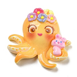 Осьминог Симпатичные кабошоны из непрозрачной смолы, морские животные кабошоны, осьминог, 29x31.5x9 мм