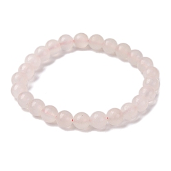 Pink Натуральный розовый мангано кальцит бисер стрейч браслет для женщин, розовые, внутренний диаметр: 2-1/8 дюйм (5.5 см), бусины : 8 мм