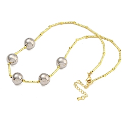 Круглые Стойка для покрытия латуни нагрудные ожерелья для женщин, настоящее 18 к позолота и платина, без кадмия и без свинца, долговечный, круглые, 17.32 дюйм (44 см), бусина : 12 mm