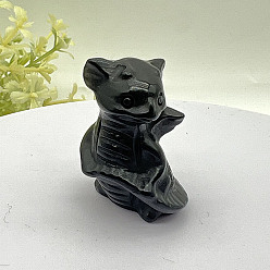 Обсидиан Натуральные обсидиановые скульптурные украшения, для украшения стола домашнего офиса, дракон, 30~40 мм