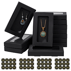 Черный 36 шт. прямоугольных почтовых коробок из крафт-бумаги с видимым окном, с 4 листами самоклеящиеся этикетки наклейки, чёрные, коробка: 13.6x8x1.8 см