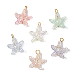 Золотой Прозрачные акриловые подвески, морская звезда, золотые, 22.5x19x9 мм, отверстие : 2.5 мм