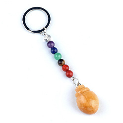 Топаз Нефрит Брелок с топазом и нефритом, с кварцевым резонатором, аметист, ляпис, авантюрин, красный агат, красная яшма, жук, 11 см