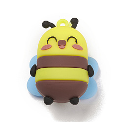 Bees Пластиковые подвески из ПВХ, стиль насекомых, Пчелы, 46x34.5x23.5 мм, отверстие : 3.5 мм
