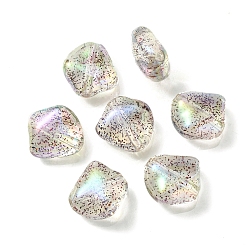 Black UV Plating Rainbow Iridescent Acrylic Beads, with Glitter Powder, Diamond, Black, 23.5x23.5x12.5mm, Hole: 3mm