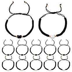 (52) Непрозрачная лаванда 12шт. 2 цвета браслеты из искусственного жемчуга с плетеными бусинами для мужчин и женщин, кошка, с регулируемым хлопковым шнуром, разноцветные, 1/8 дюйм (0.45 см), внутренний диаметр: 1-3/4 дюйм (4.3 см) ~ 3-3/8 дюйм (8.7 см), 6 шт / цвет