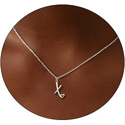 Letter X Модные латунные ожерелья с подвеской в виде сердца для женщин, платина, Письмо X, 16.54 дюйм (42 см)