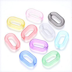 Mixed Color Transparent Acrylic Linking Rings, Quick Link Connectors, for Cable Chains Making, Frosted, Oval, Mixed Color, 31x19.5x5.5mm, Inner Diameter: 19.5x7.5mm