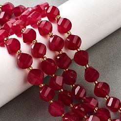Малиновый Нити бусин из натурального кварца окрашенные, граненые, с бисером, твист, малиновый, 10x9~10x9~10 мм, отверстие : 1 мм, около 33~34 шт / нитка, 15.04''~15.35'' (38.2~39 см)