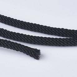 Black Nylon Threads, Milan Cords/Twisted Cords, Black, 3mm, about 21.87 yards(20m)/roll