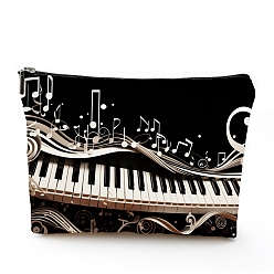 Musical Note Polyester Wallet, Makeup Bag, with Zipper, Rectangle, Musical Note, 17x25cm