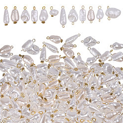 Золотой & Цвет Нержавеющей Стали 120 шт. 12 стили АБС-пластиковые подвески с имитацией жемчуга и подвески-соединители, разнообразные, с железной фурнитурой, золотые и нержавеющая сталь цвет, 16~25 мм, 10 шт / стиль