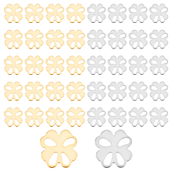 Золотой & Цвет Нержавеющей Стали 40шт. 2 цвета 304 кабошоны из нержавеющей стали, клевер, золотые и нержавеющая сталь цвет, 15x15x0.7 мм, 20 шт / цвет