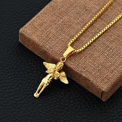 Золотой Ангел 304 подвеска из нержавеющей стали ожерелья, золотые, 23.62 дюйм (60 см)