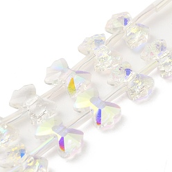 Прозрачный АВ Гальванические стеклянные бусины, с покрытием AB цвета, граненые, бантом, ясно AB, 10x7x3.5 мм, отверстие : 0.9 мм, около 49~51 шт / нитка, 18.90~20.47 дюйм (48~52 см)