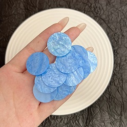 Васильковый Акриловые болтаться серьги стержня, плоско-круглые, васильковый, 60x41 мм