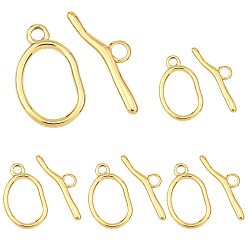 Настоящее золото 18K 5 шт. 304 застежки-переключатели из нержавеющей стали, овальные, ионное покрытие (ip), реальный 18 k позолоченный, овальный : 25x15x2 mm, отверстие : 3 мм, 16.5x11 мм внутренним диаметром, бар: 28.5x8.5x2.5 mm, отверстие : 3 мм