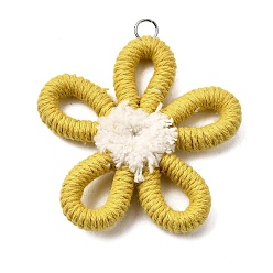 Светло-хаки Подвески из полиэстера, цветок, с платиновым соединительным кольцом, светлый хаки, 56x59x10 мм, отверстие : 5 мм