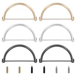 (52) Непрозрачная лаванда 6 наборы ручек для сумок из цинкового сплава, с железными винтами, полукруглый, для аксессуаров сумки, разноцветные, 7.8x13.1x1.1 см, отверстие : 2 мм