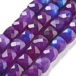 Темно-Фиолетовый Нити бусин из натурального кварца, имитирующие сугилит, окрашенные, граненые, кубические, темно-фиолетовый, 6.5~7x6.5~7x6.5~7 мм, отверстие : 1 мм, около 61~62 шт / нитка, 15.47~15.67 дюйм (39.3~39.8 см)