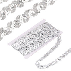 Серебро Полиэстер с пайетками, волнистая бахрома, лента, Волнообразная лента для аксессуаров одежды, серебряные, 3/4 дюйм (19 мм), около 12.03 ярдов (11 м) / рулон