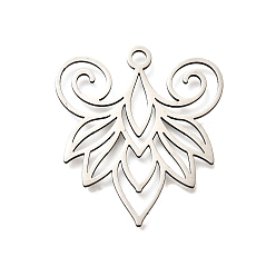 Нержавеющая Сталь Цвет 201 подвески из нержавеющей стали, лазерная резка, амулет из полых листьев, анти-тускнение, цвет нержавеющей стали, 34.5x31.5x1 мм, отверстие : 2 мм