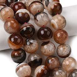 Седло Коричневый Природный агат бисер нитей, окрашенная и подогревом, круглые, седло коричневый, 15~16.5 мм, отверстие : 0.8 мм, около 25 шт / нитка, 15.55''~15.75" (39.5~40 см)
