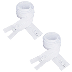 Белый 3шт. аксессуары для одежды, молния из полиэстера и смолы, Компоненты застежки-молнии, с полимерными бегунками-молниями, белые, 815x31x3 мм