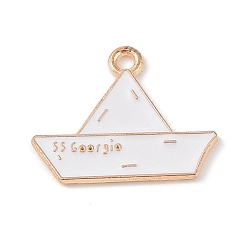 Белый Подвески из эмали и сплава, золотой свет, очарование корабля, белые, 17x21x1 мм, отверстие : 1.6 мм