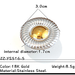Плоский Круглый 304 открытые кольца-манжеты из нержавеющей стали для женщин, золотые и нержавеющая сталь цвет, плоско-круглые, 17 мм