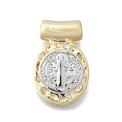 Oval Кованые латунные подвески на религиозную тематику, без кадмия и без свинца, настоящее 16 к позолота и платина, овальные с Иисусом, 14x9.5x3.5 мм, отверстие : 1.6 мм