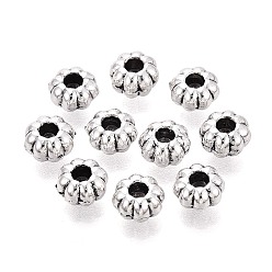 Античное Серебро Тибетском стиле сплав Шарики прокладки, тыква, античное серебро, 5.5x5.5x3.5 мм, отверстие : 1.5~1.6 мм, Около 1388 шт / 500 г