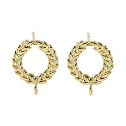 Настоящее золото 18K Изделия из латуни, долговечный, без свинца и без кадмия, круглые колосья пшеницы, реальный 18 k позолоченный, 16x13.5 мм