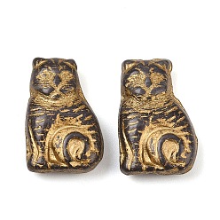 Золотистый Чешские прессованные стеклянные бусины, кошка, золотые, 18x12.5x5.5 мм, отверстие : 1 мм, около 215 шт / упаковка