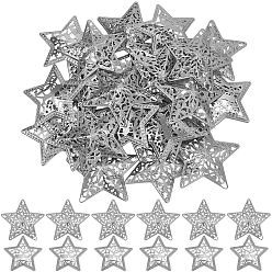 Платина 40 шт. 2 стили железные звездные украшения, для рождественской вечеринки украшения дома, платина, 68.5~73x71~76x5~12 мм, 20 шт / стиль