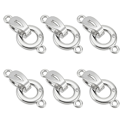 Платина 6шт. латунные микропаве прозрачные кубические цирконии складные застежки, платина, 20 мм, застежка : 11.5x4x5 mm, отверстие : 1.4 мм, Кольцо: 12x9.5x1.5 mm, отверстие : 1.4 мм