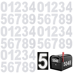 White PET Reflective Self Adhesive Stickers, Number 0~9, White, 165x108x0.2mm