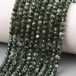 Серафинит Природные SERAPHINITE нитей бисера, граненые, круглые, 3.5~4 мм, отверстие : 0.7 мм, около 94~98 шт / нитка, 14.96''~15.55'' (38~39.5 см)