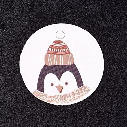 Разноцветный Бумажные подарочные бирки, хэндж теги, для декоративно-прикладного искусства, на Рождество, плоский круглый с рисунком пингвина, красочный, 30x0.3 мм, отверстие : 3 мм