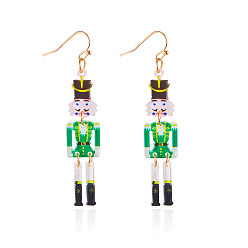 Лайм Акриловые серьги-подвески в форме человека на рождественскую тематику, золотые, желто-зеленые, 67x13 мм