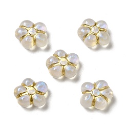 Or Perles acryliques plaquées, métal doré enlaça, fleur, or, 15x13.5x8mm, Trou: 1.6mm