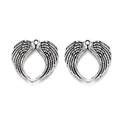 Античное Серебро Сплавочные подвески тибетского стиля, крылатые прелести, без кадмия и без свинца, античное серебро, 25x24x2 мм, отверстие : 1.6 мм