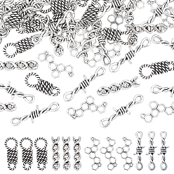 Antique Silver 80Ppcs 4 Style  Tibetan Style Alloy Links connectors, Cadmium Free & Lead Free, Atom & String & Knot & Honeycomb, Antique Silver, 25~33.5x6.5~13x2~5.5mm, 20pcs/style