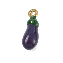 Eggplant 304 нержавеющая сталь с эмалевыми подвесками, ионное покрытие (ip), золотые, баклажанные талисманы, 20x7x6.5 мм, отверстие : 2.1 мм
