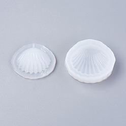 White Shaker Mold, DIY Quicksand Jewelry Silicone Molds, Resin Casting Molds, For UV Resin, Epoxy Resin Jewelry Making, Shell, White, 47~52x55~61x12~20mm