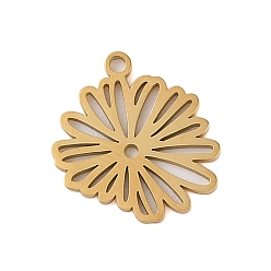 September Aster 304 подвески из нержавеющей стали, лазерная резка, полый оберег в форме цветка рождения, реальный 18 k позолоченный, сентябрьская астра, 14x13x1 мм, отверстие : 1.2 мм